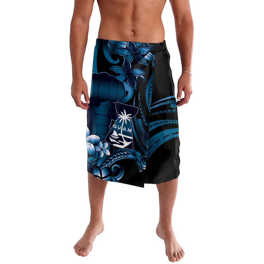 Blue Hafa Adai Guam Lavalava Chamorro Latte Stone Hand With Plumeria