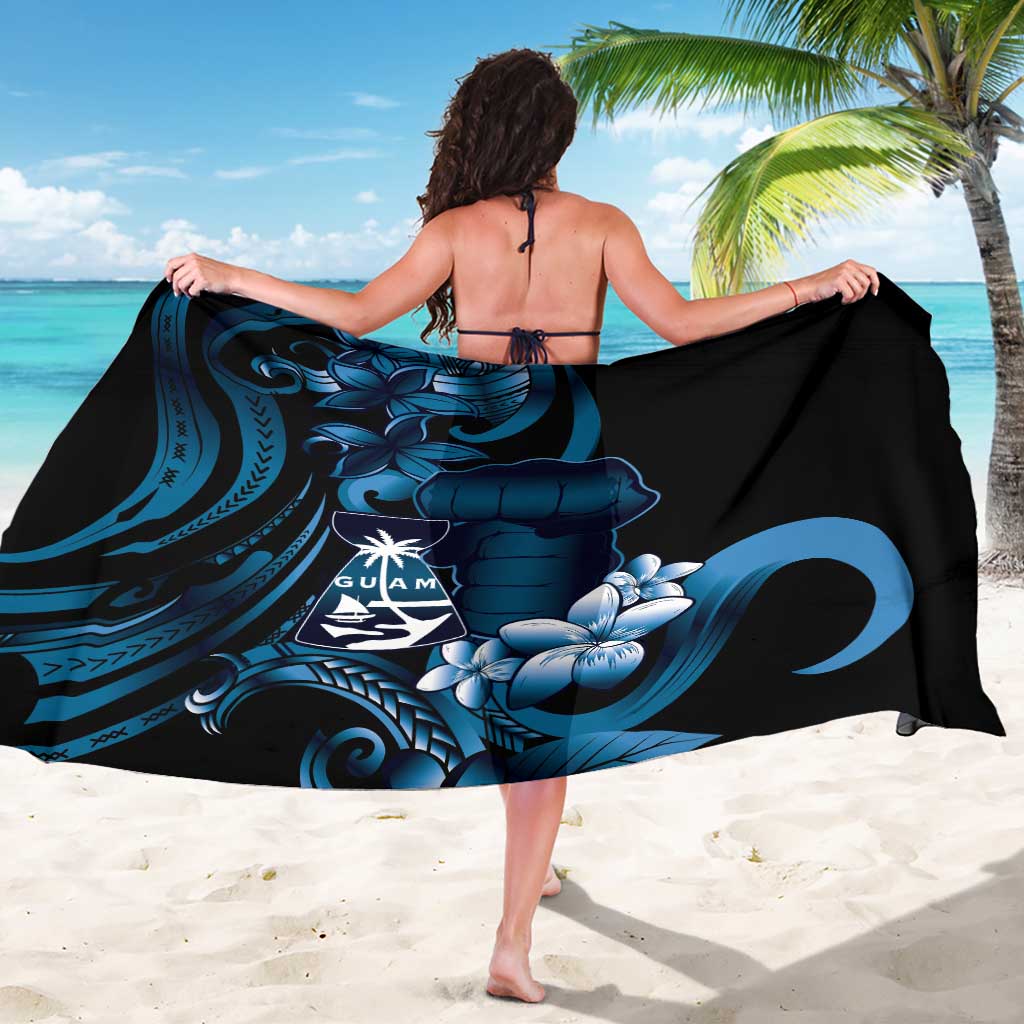 Blue Hafa Adai Guam Sarong Chamorro Latte Stone Hand With Plumeria