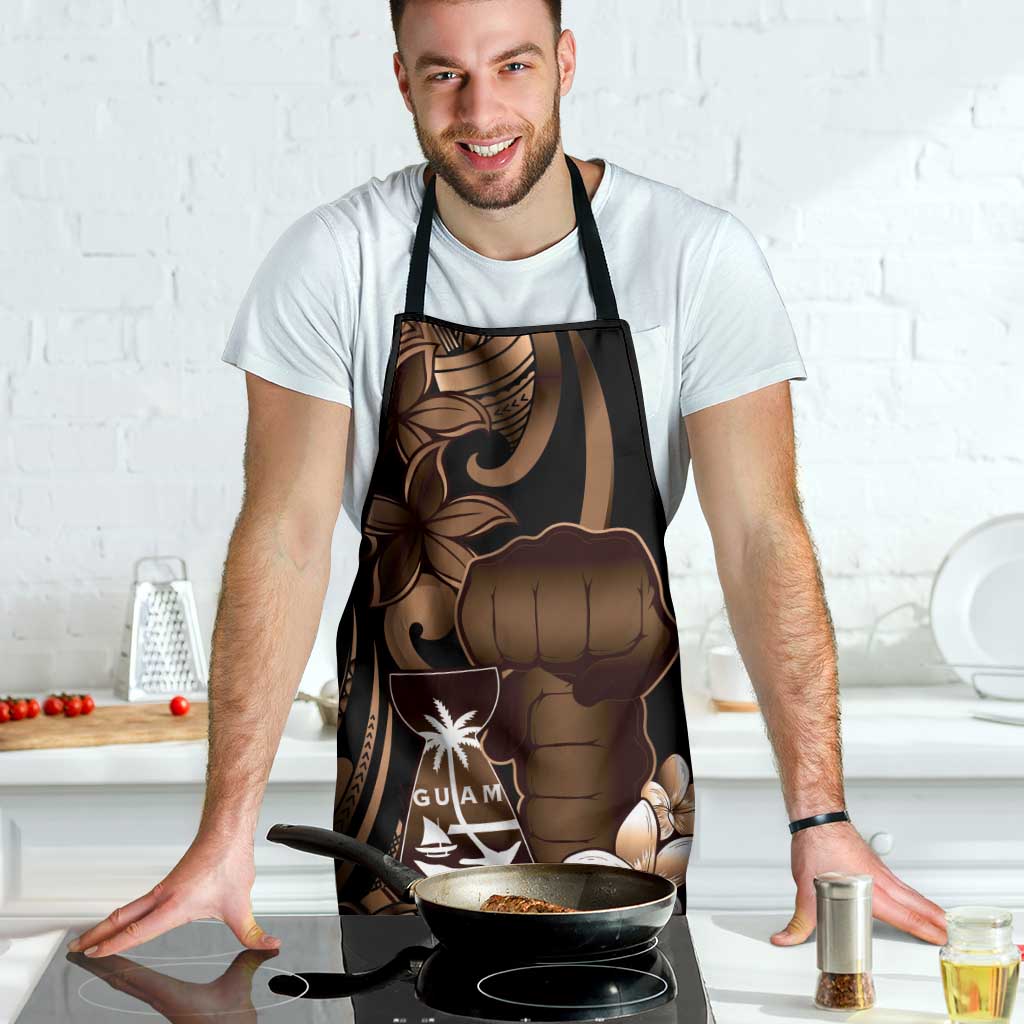 Brown Hafa Adai Guam Apron Chamorro Latte Stone Hand With Plumeria - Polynesian Pride