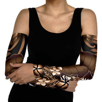 Brown Hafa Adai Guam Arm Sleeves Chamorro Latte Stone Hand With Plumeria - Polynesian Pride