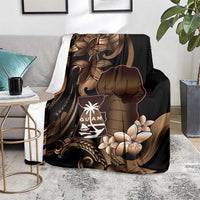 Brown Hafa Adai Guam Blanket Chamorro Latte Stone Hand With Plumeria