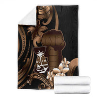 Brown Hafa Adai Guam Blanket Chamorro Latte Stone Hand With Plumeria