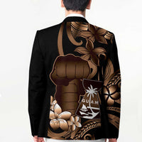 Brown Hafa Adai Guam Blazer Chamorro Latte Stone Hand With Plumeria - Polynesian Pride