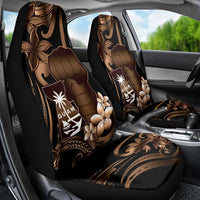 Brown Hafa Adai Guam Car Seat Cover Chamorro Latte Stone Hand With Plumeria