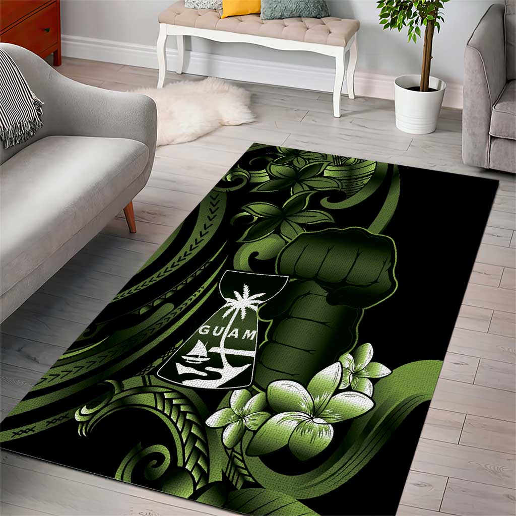 Green Hafa Adai Guam Area Rug Chamorro Latte Stone Hand With Plumeria