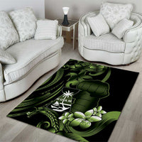 Green Hafa Adai Guam Area Rug Chamorro Latte Stone Hand With Plumeria