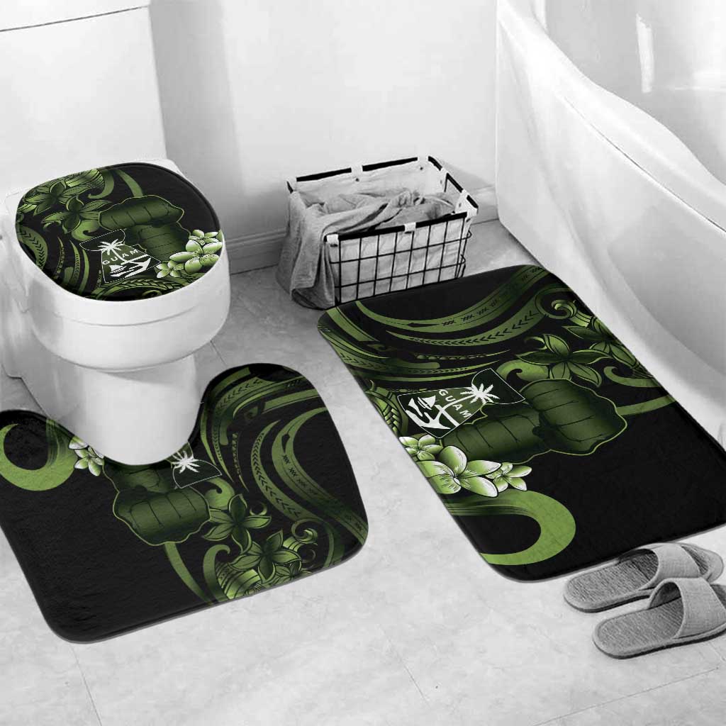 Green Hafa Adai Guam Bathroom Set Chamorro Latte Stone Hand With Plumeria - Polynesian Pride