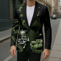 Green Hafa Adai Guam Blazer Chamorro Latte Stone Hand With Plumeria - Polynesian Pride