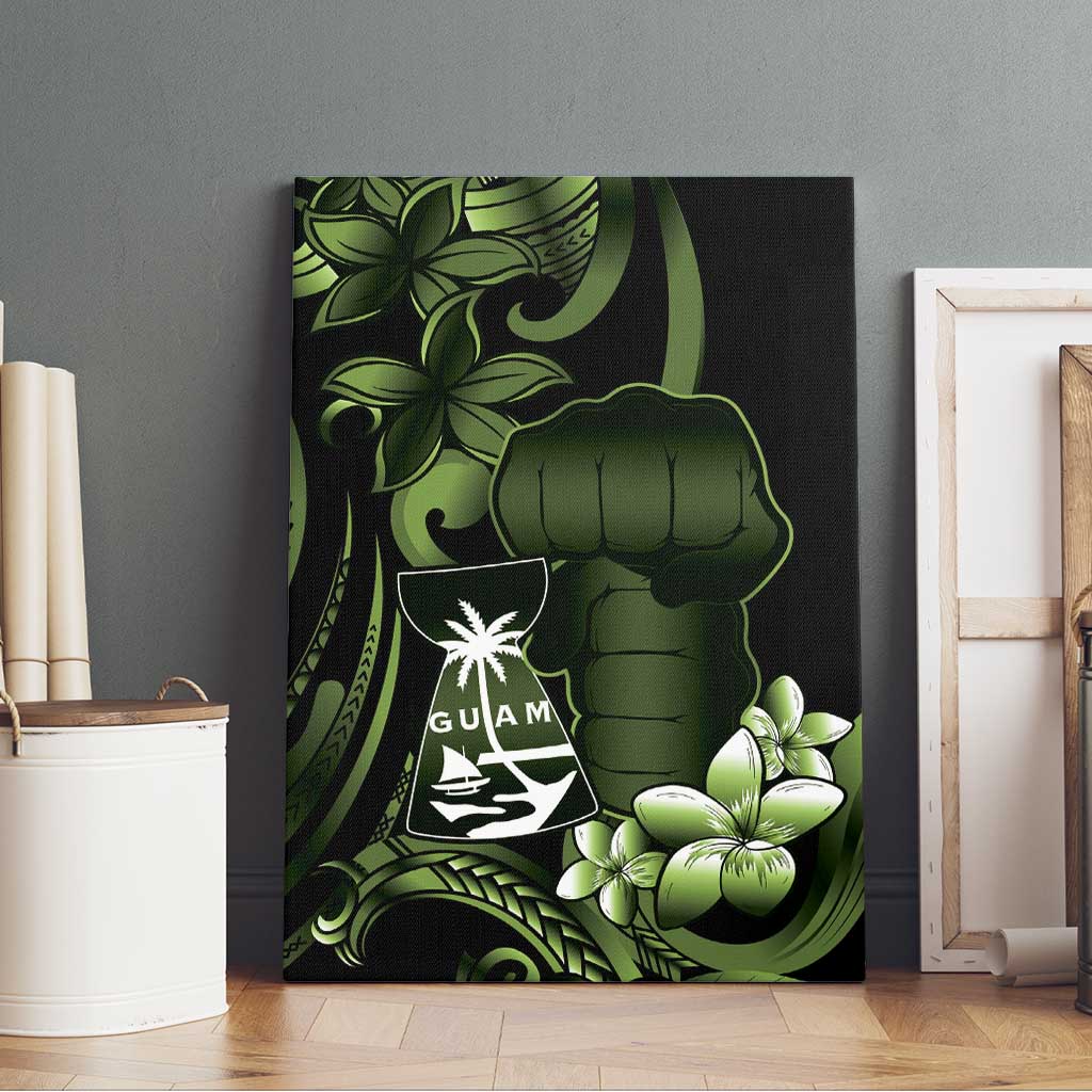 Green Hafa Adai Guam Canvas Wall Art Chamorro Latte Stone Hand With Plumeria