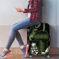 Green Hafa Adai Guam Luggage Cover Chamorro Latte Stone Hand With Plumeria