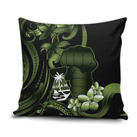 Green Hafa Adai Guam Pillow Cover Chamorro Latte Stone Hand With Plumeria - Polynesian Pride