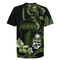 Green Hafa Adai Guam Rugby Jersey Chamorro Latte Stone Hand With Plumeria