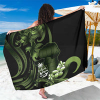 Green Hafa Adai Guam Sarong Chamorro Latte Stone Hand With Plumeria