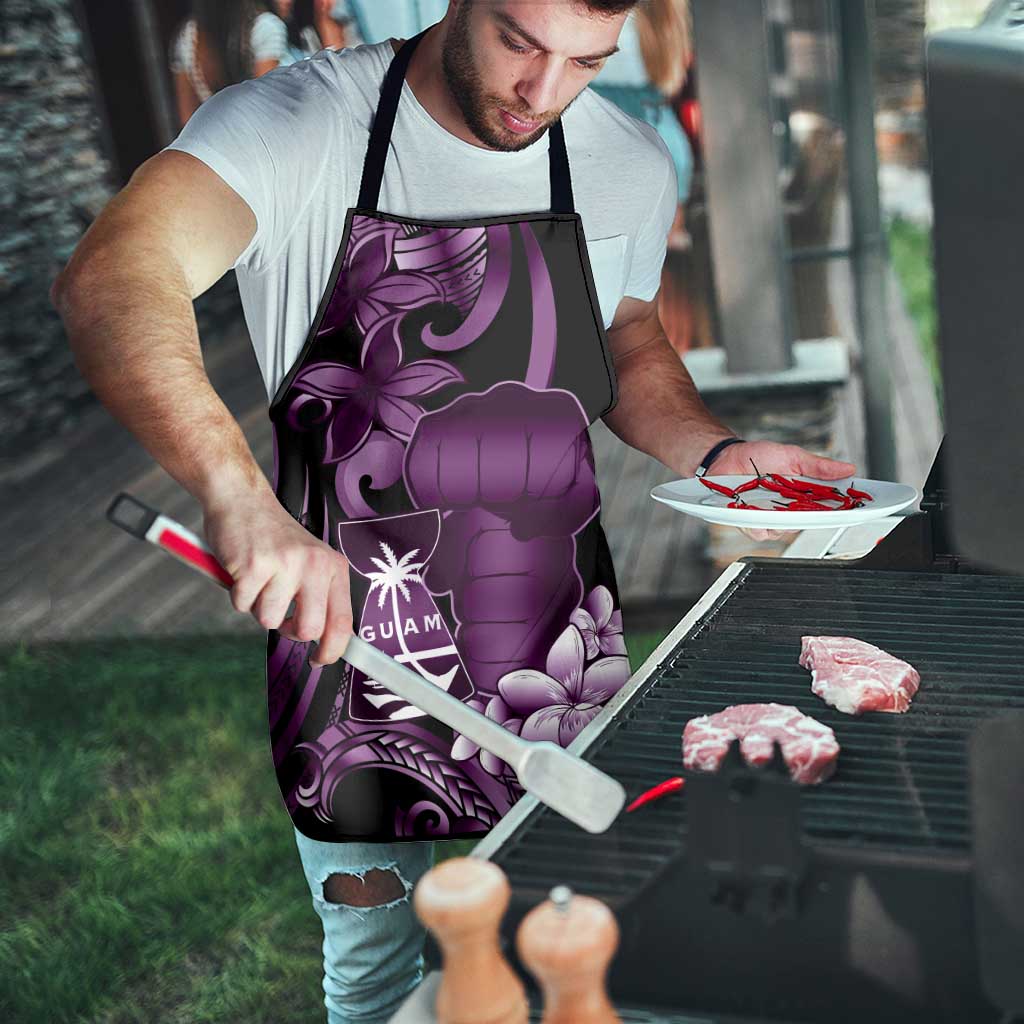 Purple Hafa Adai Guam Apron Chamorro Latte Stone Hand With Plumeria - Polynesian Pride