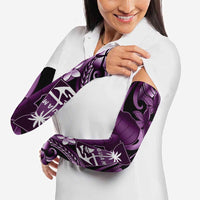 Purple Hafa Adai Guam Arm Sleeves Chamorro Latte Stone Hand With Plumeria - Polynesian Pride