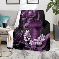 Purple Hafa Adai Guam Blanket Chamorro Latte Stone Hand With Plumeria