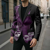 Purple Hafa Adai Guam Blazer Chamorro Latte Stone Hand With Plumeria - Polynesian Pride