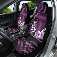 Purple Hafa Adai Guam Car Seat Cover Chamorro Latte Stone Hand With Plumeria
