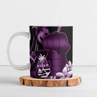 Purple Hafa Adai Guam Ceramic Mug Chamorro Latte Stone Hand With Plumeria - Polynesian Pride