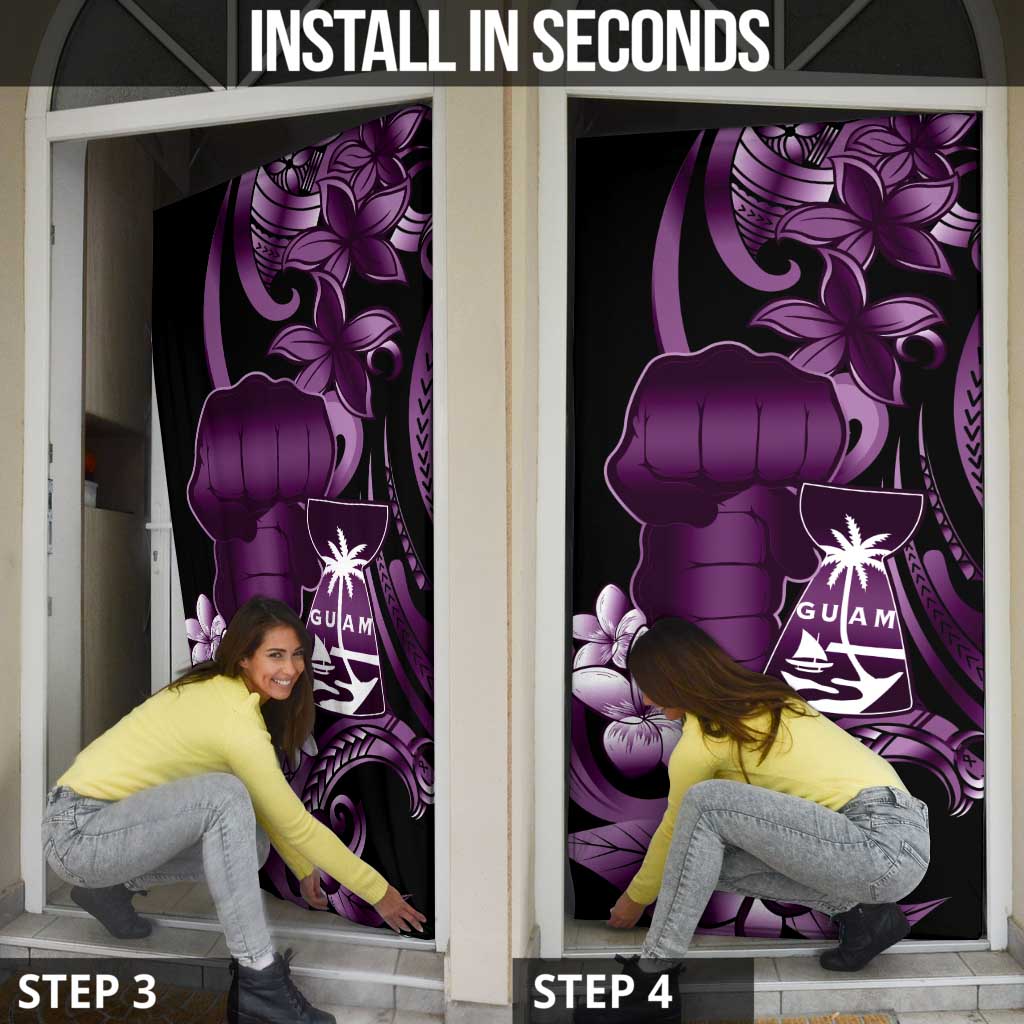 Purple Hafa Adai Guam Door Cover Chamorro Latte Stone Hand With Plumeria - Polynesian Pride