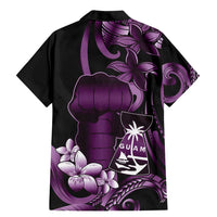 Purple Hafa Adai Guam Family Matching Mermaid Dress and Hawaiian Shirt Chamorro Latte Stone Hand With Plumeria