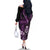 Purple Hafa Adai Guam Family Matching Off The Shoulder Long Sleeve Dress and Hawaiian Shirt Chamorro Latte Stone Hand With Plumeria