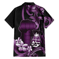 Purple Hafa Adai Guam Family Matching Tank Maxi Dress and Hawaiian Shirt Chamorro Latte Stone Hand With Plumeria