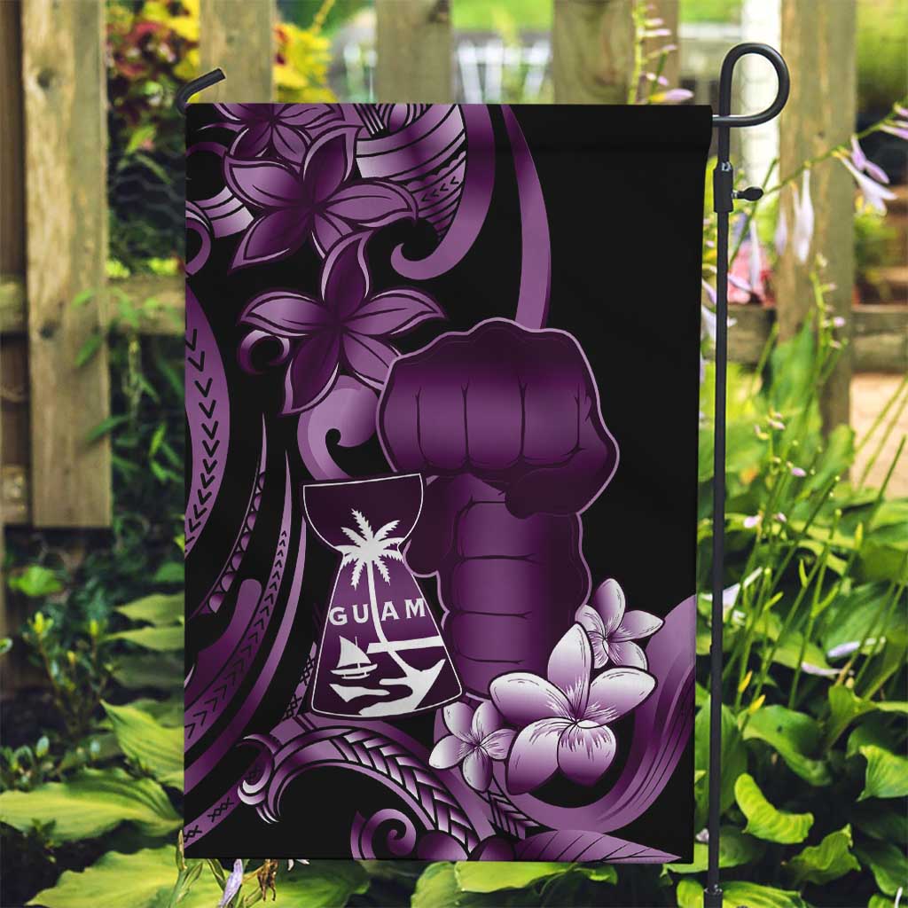 Purple Hafa Adai Guam Garden Flag Chamorro Latte Stone Hand With Plumeria