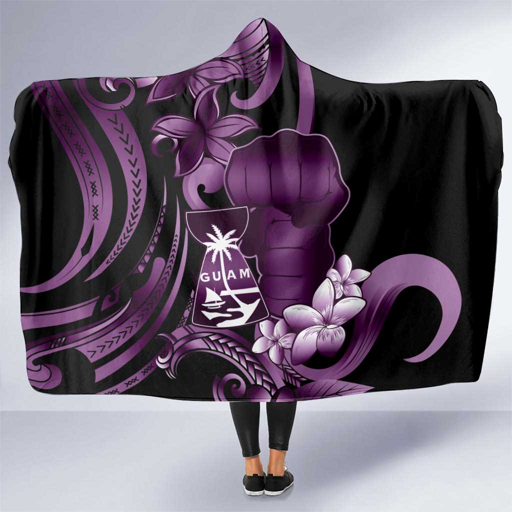 Purple Hafa Adai Guam Hooded Blanket Chamorro Latte Stone Hand With Plumeria