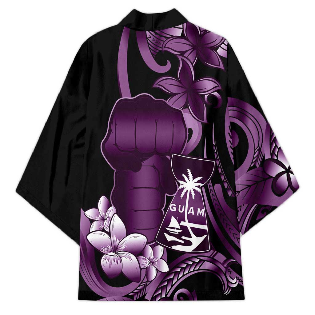 Purple Hafa Adai Guam Kimono Chamorro Latte Stone Hand With Plumeria - Polynesian Pride