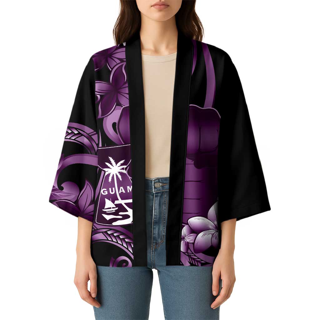 Purple Hafa Adai Guam Kimono Chamorro Latte Stone Hand With Plumeria - Polynesian Pride