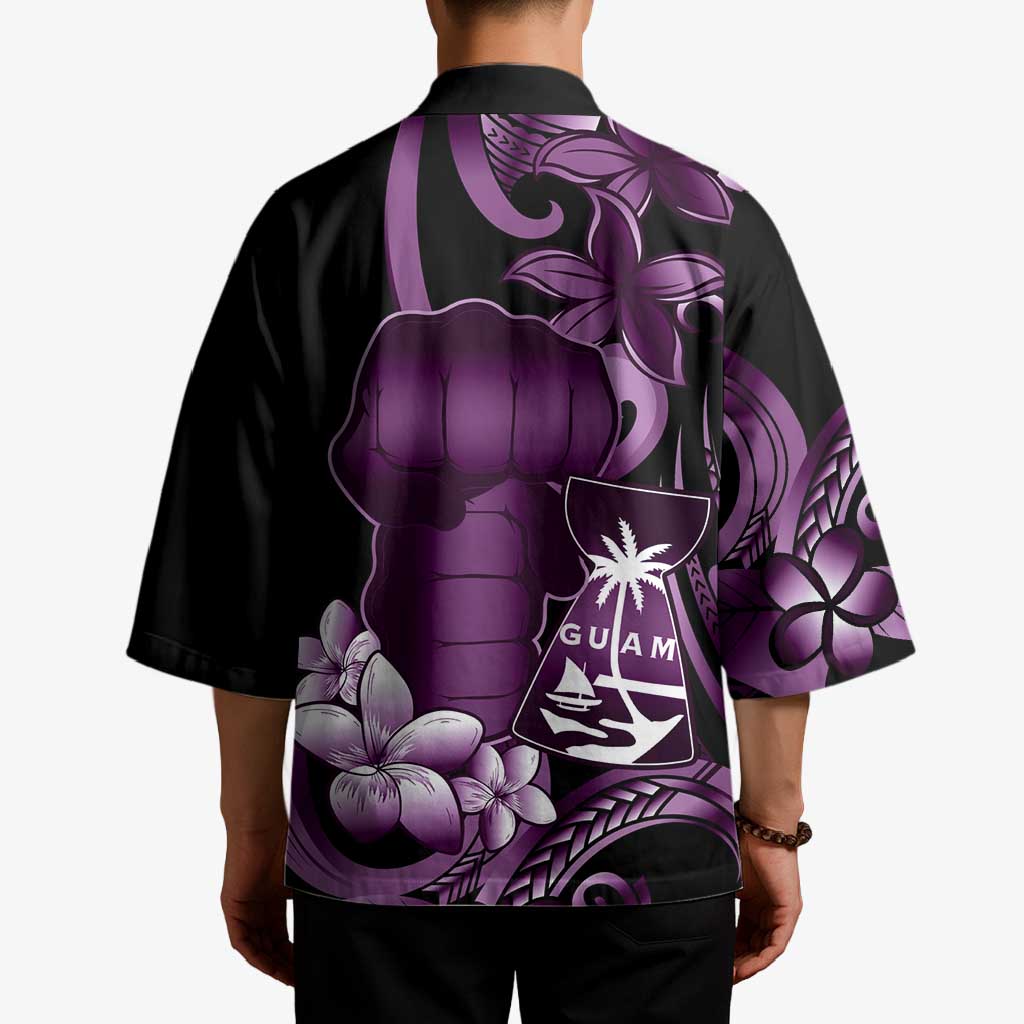 Purple Hafa Adai Guam Kimono Chamorro Latte Stone Hand With Plumeria - Polynesian Pride