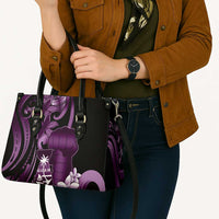 Purple Hafa Adai Guam Leather Bag Chamorro Latte Stone Hand With Plumeria - Polynesian Pride