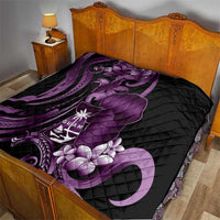 Purple Hafa Adai Guam Quilt Chamorro Latte Stone Hand With Plumeria