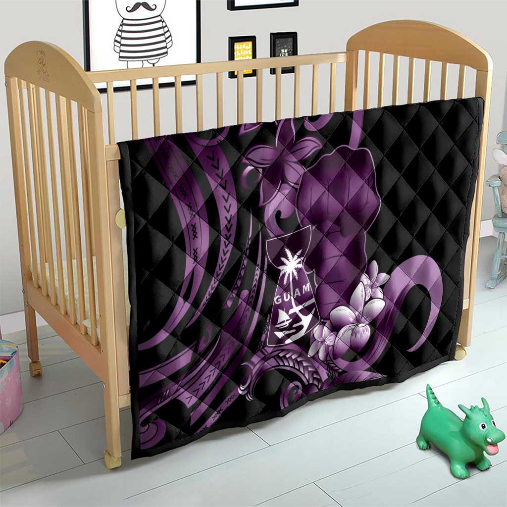 Purple Hafa Adai Guam Quilt Chamorro Latte Stone Hand With Plumeria