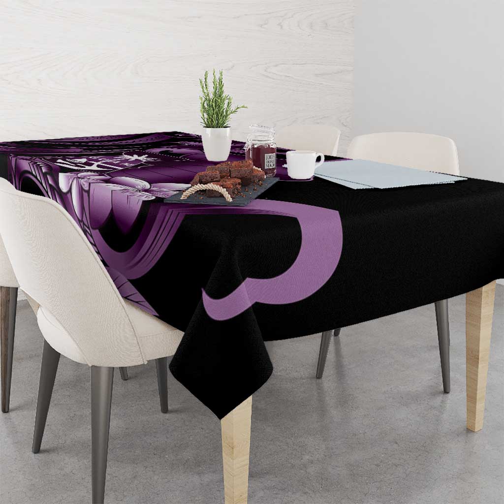 Purple Hafa Adai Guam Tablecloth Chamorro Latte Stone Hand With Plumeria