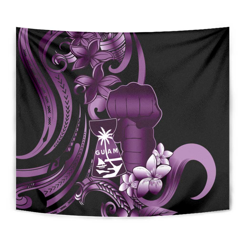 Purple Hafa Adai Guam Tapestry Chamorro Latte Stone Hand With Plumeria