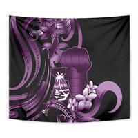 Purple Hafa Adai Guam Tapestry Chamorro Latte Stone Hand With Plumeria