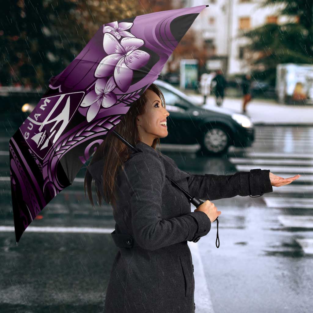 Purple Hafa Adai Guam Umbrella Chamorro Latte Stone Hand With Plumeria - Polynesian Pride