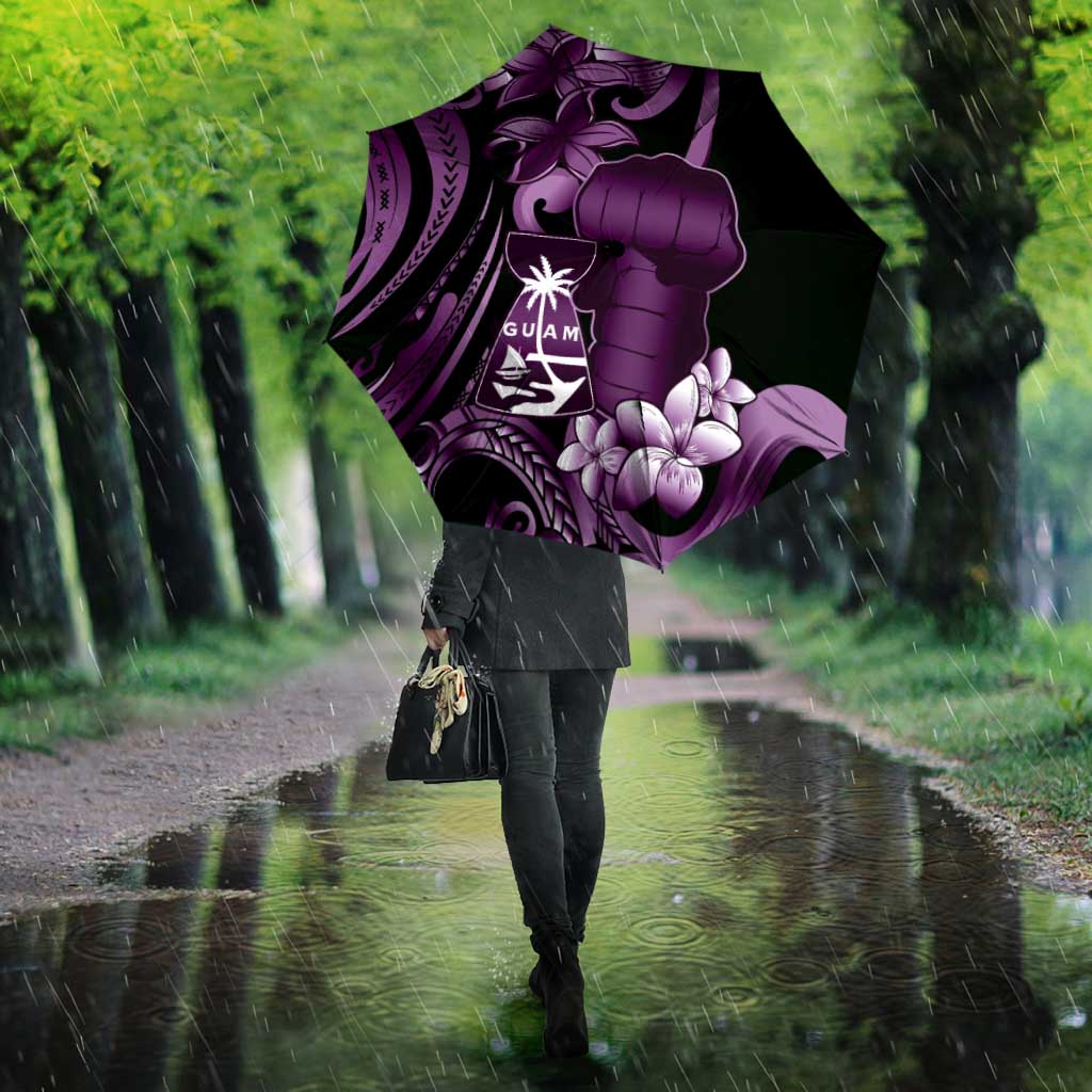 Purple Hafa Adai Guam Umbrella Chamorro Latte Stone Hand With Plumeria - Polynesian Pride
