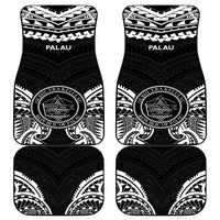 Palau Constitution Day Car Mats Belau Seal With Polynesian Pattern - Black