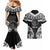 Palau Constitution Day Couples Matching Mermaid Dress and Hawaiian Shirt Belau Seal With Polynesian Pattern - Black