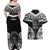 Palau Constitution Day Couples Matching Off Shoulder Maxi Dress and Hawaiian Shirt Belau Seal With Polynesian Pattern - Black