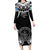 Palau Constitution Day Family Matching Long Sleeve Bodycon Dress and Hawaiian Shirt Belau Seal With Polynesian Pattern - Black