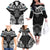 Palau Constitution Day Family Matching Off The Shoulder Long Sleeve Dress and Hawaiian Shirt Belau Seal With Polynesian Pattern - Black