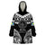 Palau Constitution Day Wearable Blanket Hoodie Belau Seal With Polynesian Pattern - Black