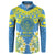 Palau Constitution Day Button Sweatshirt Belau Seal With Frangipani Polynesian Pattern - Blue