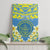 Palau Constitution Day Canvas Wall Art Belau Seal With Frangipani Polynesian Pattern - Blue