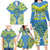 Palau Constitution Day Family Matching Long Sleeve Bodycon Dress and Hawaiian Shirt Belau Seal With Frangipani Polynesian Pattern - Blue