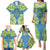Palau Constitution Day Family Matching Puletasi and Hawaiian Shirt Belau Seal With Frangipani Polynesian Pattern - Blue
